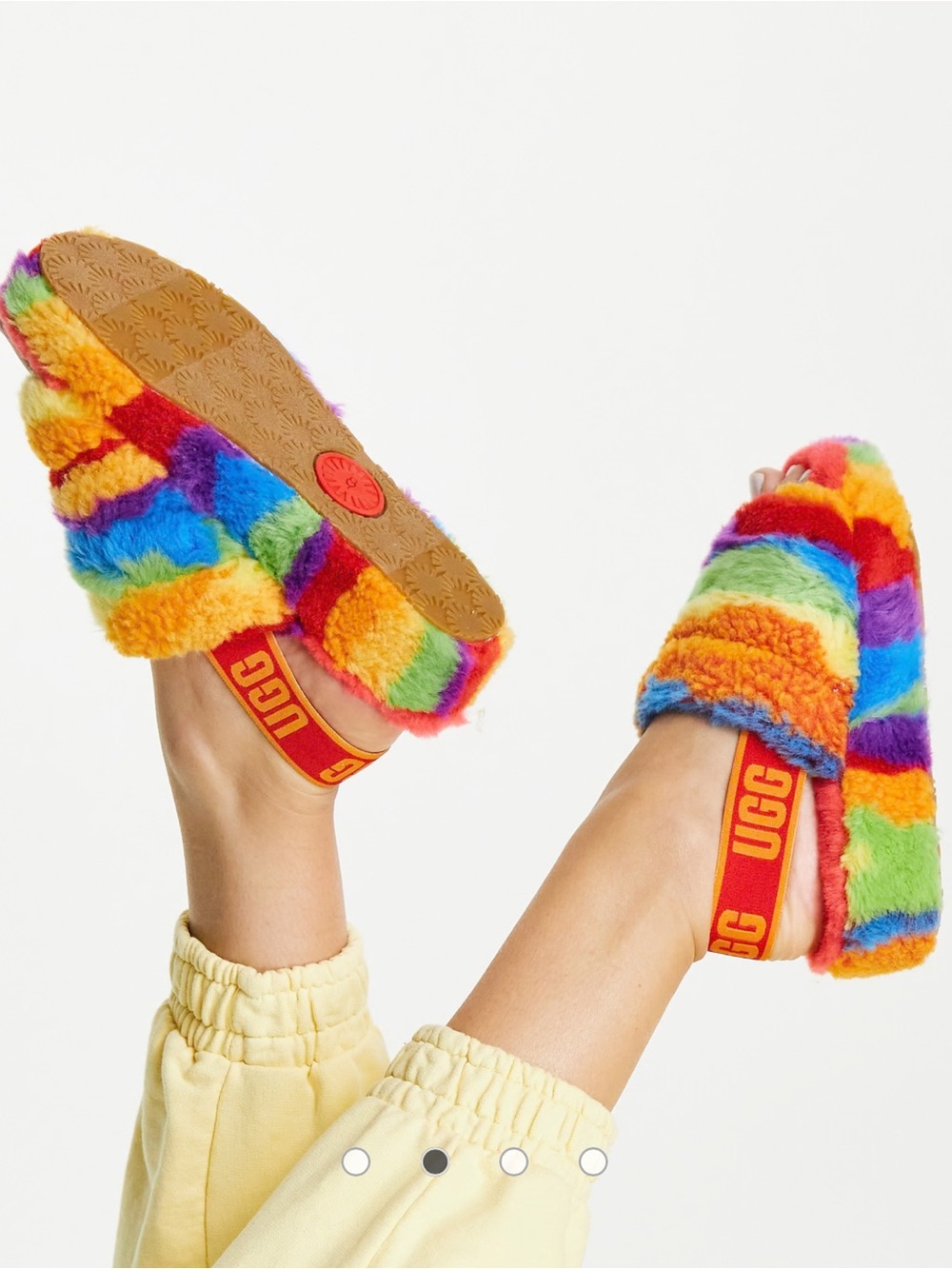 UGG Fluff Yeah Tie-Dye Rainbow Pride Slide Sz 12 - Picture 13 of 15